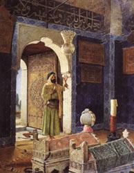 Osman Hamdy Bey Old Man before Children's Tombs Norge oil painting art